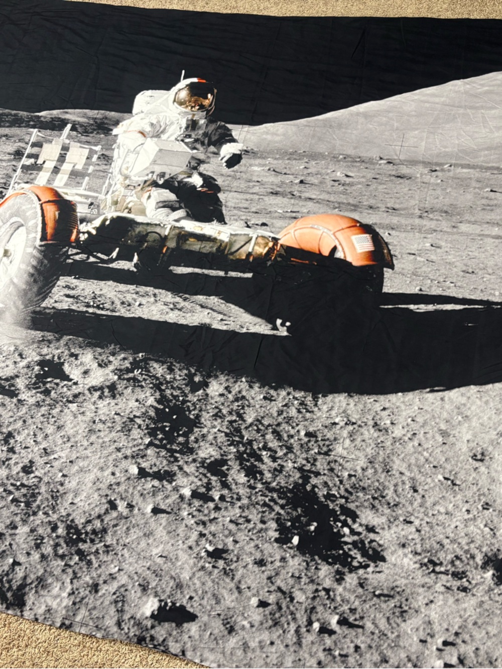 Society6 Black, White, Orange Lunar Rover Astronaut Tapestry